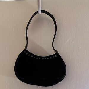 Nine West Black Velvet Handbag with Silver Studs